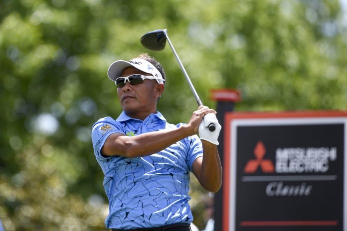 With a one-over 71, Thongchai Jaidee settled for a T4 at the Senior US Open in Omaha on Friday. (Photo by Tracy Wilcox/PGA TOUR via Getty Images)