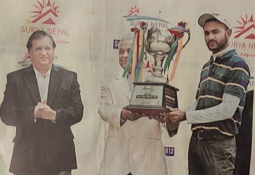 The first pro win is always sweet. Abhijit Chadha with the 2012 Surya Nepal Masters trophy in his rookie year on PGTI.