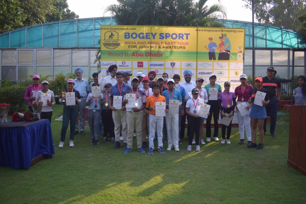 Jubilant winners pose after the prize presentation ceremony at the Chandigarh Golf Club.