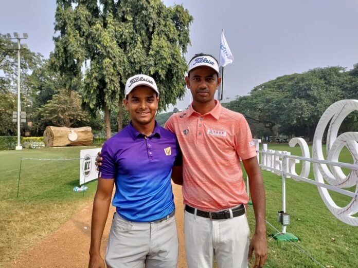 Professional golfer Sunit Chowrasia (left) has elder brother Punit on the bag this week at RCGC.